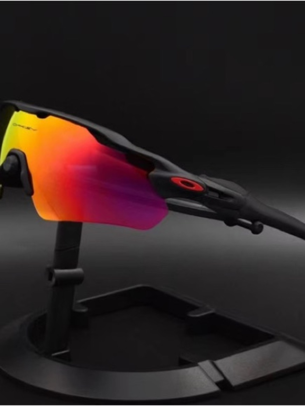 Oakley Matte Black Sunglasses with Red-Orange Gradient Lens